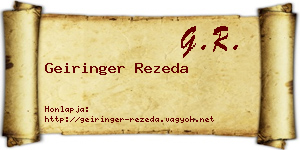 Geiringer Rezeda névjegykártya